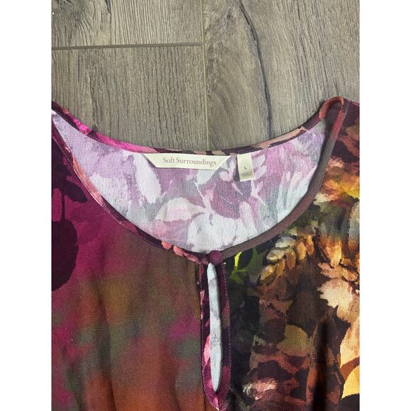 Soft Surroundings Floral Maxi Dress Womens L Long Sleeve Boho Fall Romantic - Picture 3 of 8